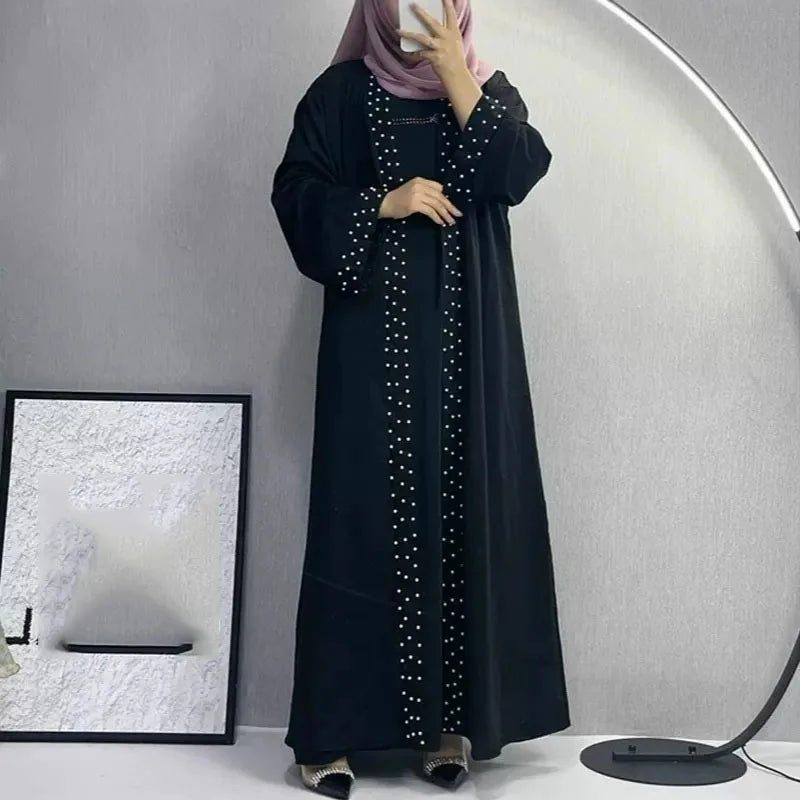 Women’s Pearl Detail Open Abaya | عباية مفتوحة بتفاصيل لؤلؤية