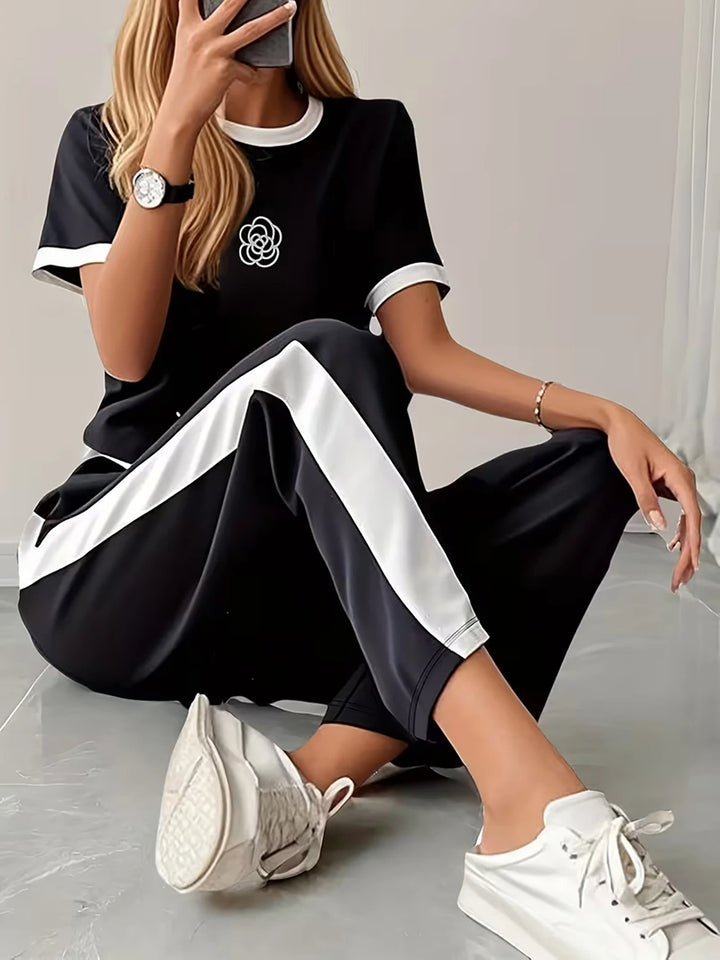 Women’s Printed 2-Piece Set | Casual Short Sleeve Top & Pants