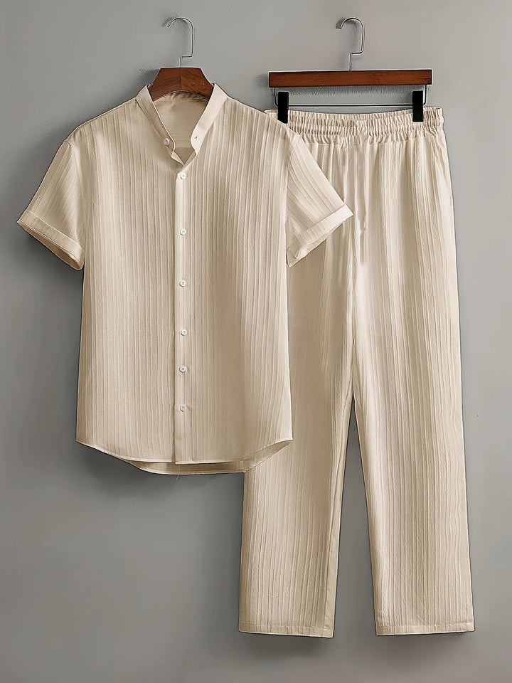Men’s Summer Casual 2-Piece Set | Short Sleeve Shirt & Relaxed Pants