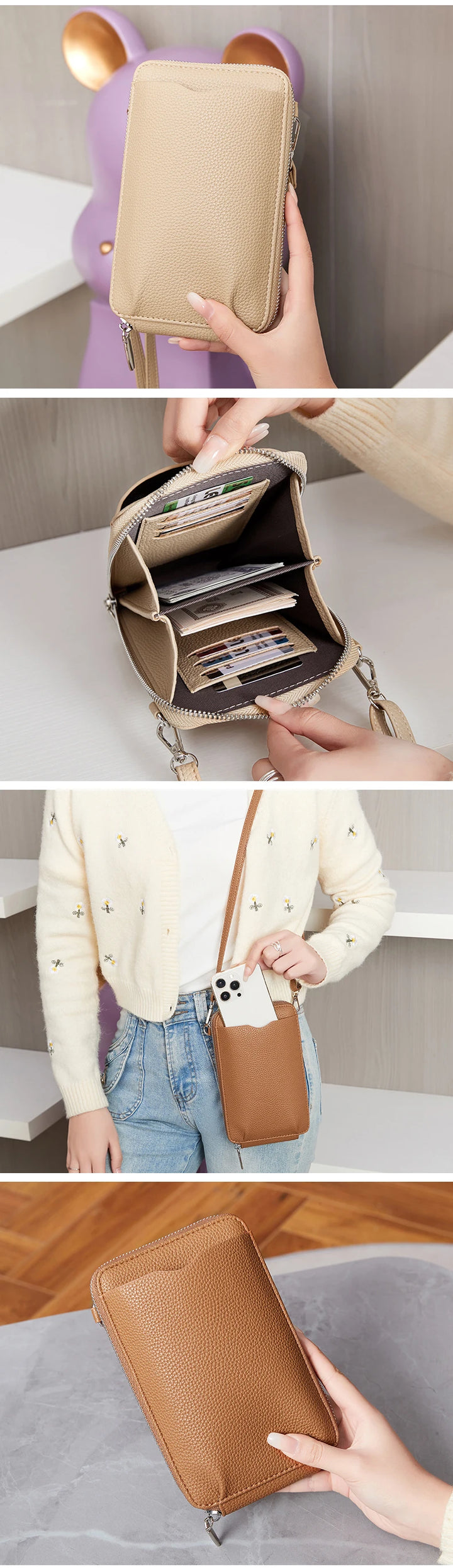 Women’s Multi-Function PU Phone Crossbody Bag | حقيبة هاتف نسائية متعددة الاستخدامات