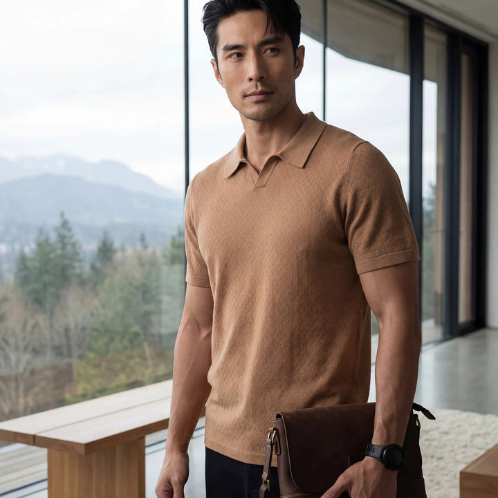 Men’s Mulberry Silk Knit Polo Shirt