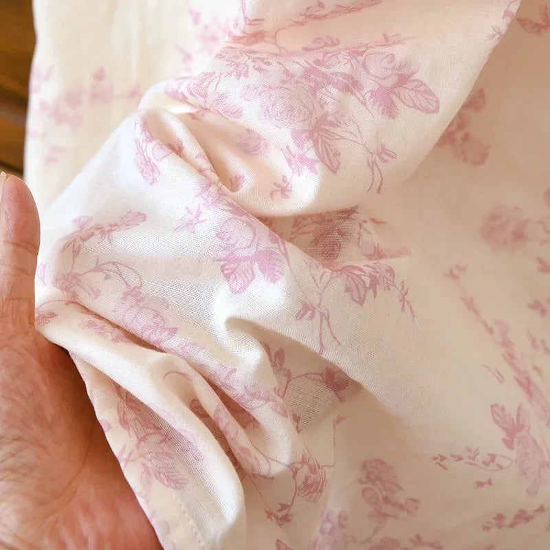Women’s Pure Cotton Gauze Sleep Dress | جلابية بيت قطنية ناعمة بحافة دانتيل
