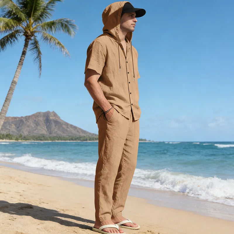 Men’s Summer Beach Set | Casual Short Sleeve Shirt & Shorts Outfit