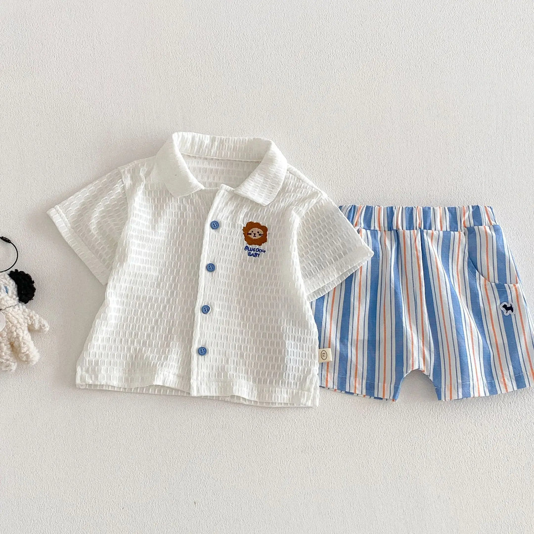 Baby Boys’ Breathable Shirt & Shorts Set 1–3Y | طقم طفل خفيف بقميص وشورت لعمر ١–٣ سنوات