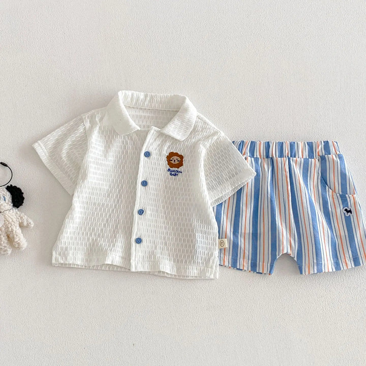 Baby Boys’ Breathable Shirt & Shorts Set 1–3Y | طقم طفل خفيف بقميص وشورت لعمر ١–٣ سنوات