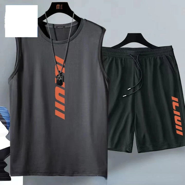 Men’s Breathable Sports T-Shirt & Shorts Set | طقم رياضي رجالي خفيف تيشيرت وشورت