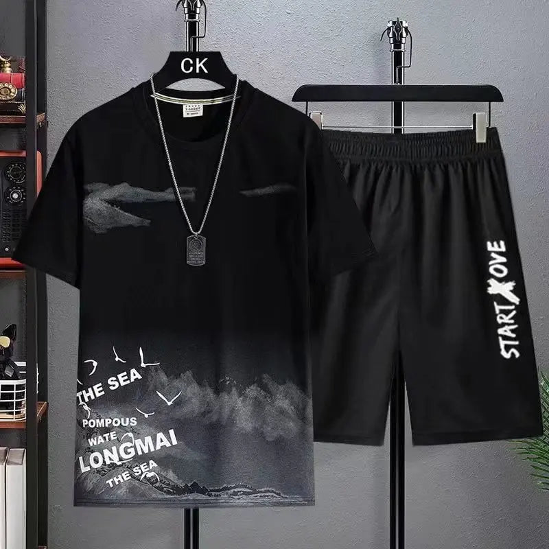 Men’s Quick-Dry Sports T-Shirt & Shorts Set | طقم رياضي رجالي سريع الجفاف تيشيرت وشورت