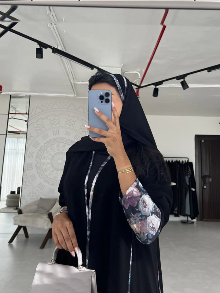 Black Open Abaya | Elegant Kimono Sleeve Modest Wear