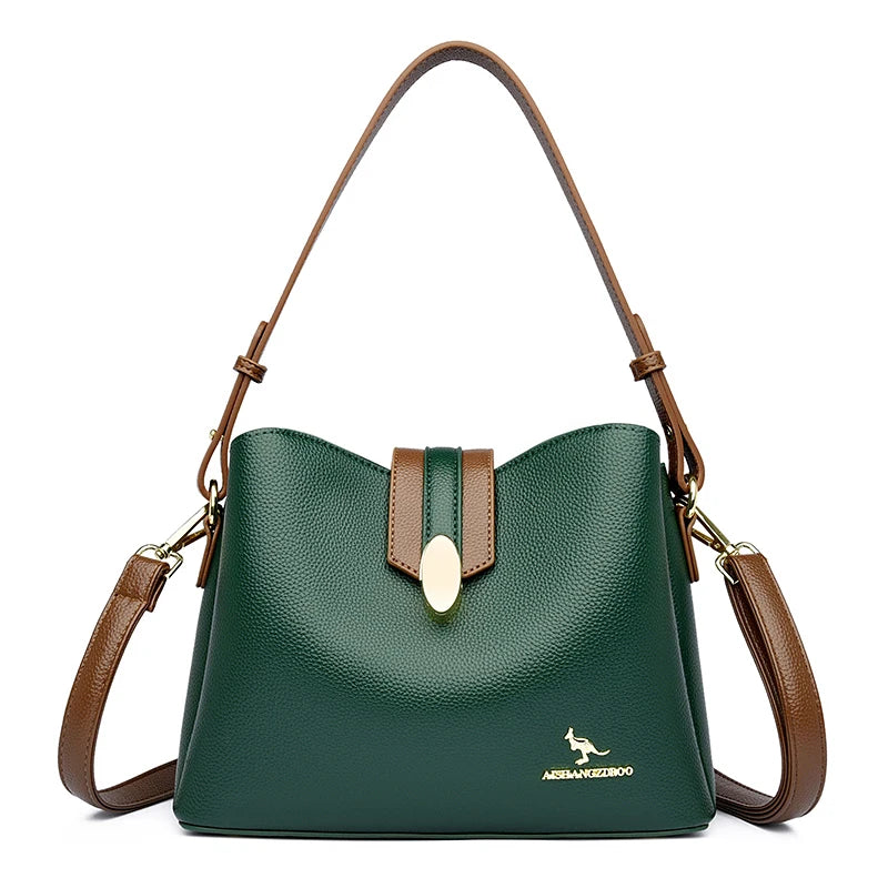 Women’s Casual Leather-Look Tote Bag | حقيبة توت نسائية عملية