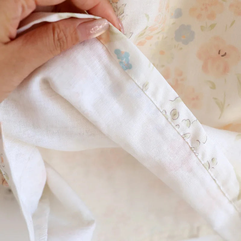 Women’s Cotton Gauze Pajama Set | بيجامة قطنية نسائية للبيت - Lace Collar