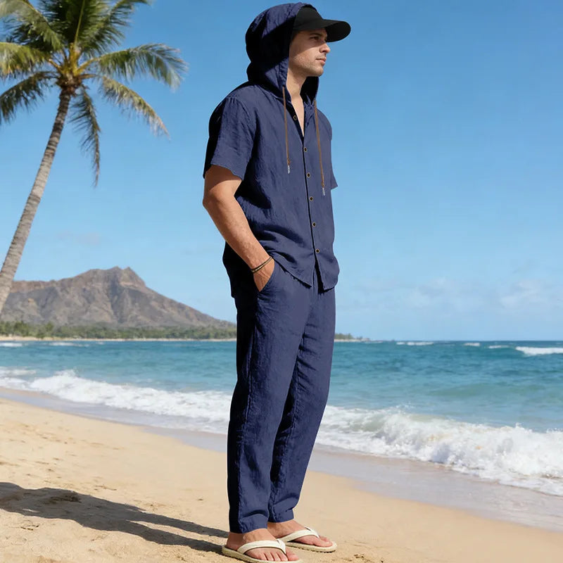 Men’s Summer Beach Set | Casual Short Sleeve Shirt & Shorts Outfit
