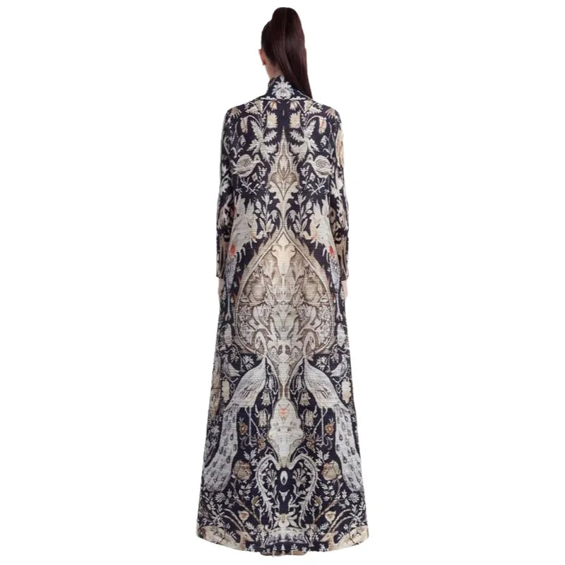 Women’s Pleated Printed Long Dress | فستان نسائي طويل بطبعات أنيقة
