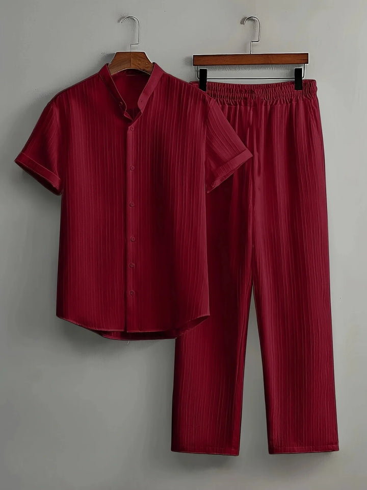 Men’s Summer Casual 2-Piece Set | Short Sleeve Shirt & Relaxed Pants