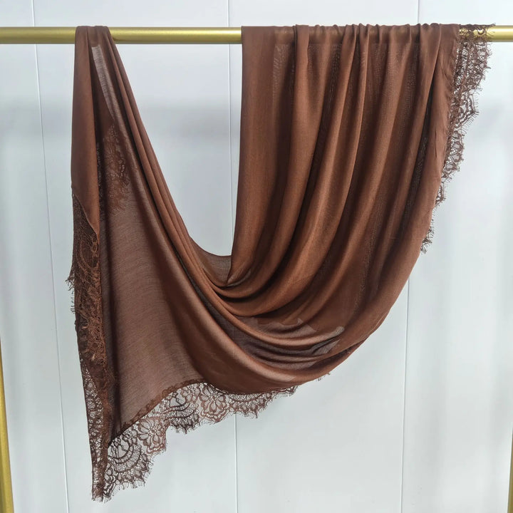 Women’s Lace Edge Hijab Scarf | Soft Everyday Drape