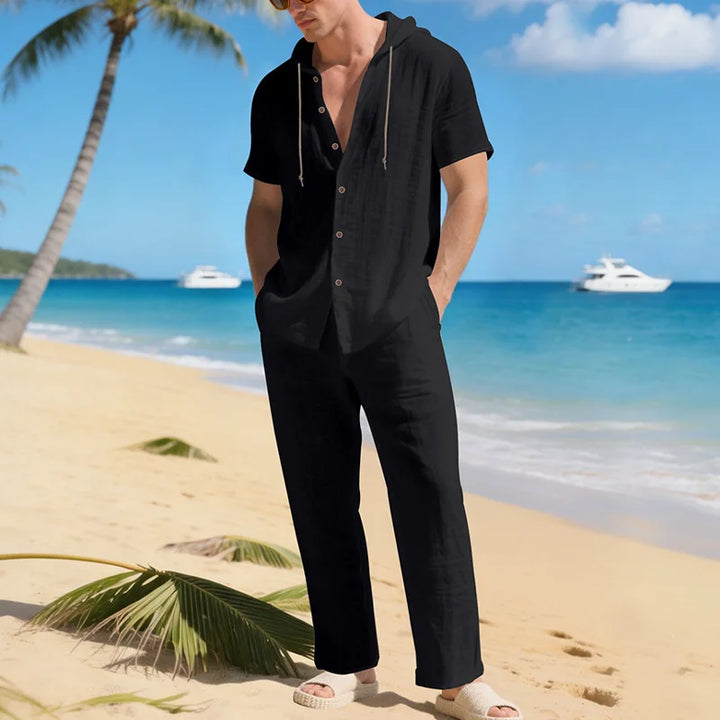 Men’s Summer Beach Set | Casual Short Sleeve Shirt & Shorts Outfit