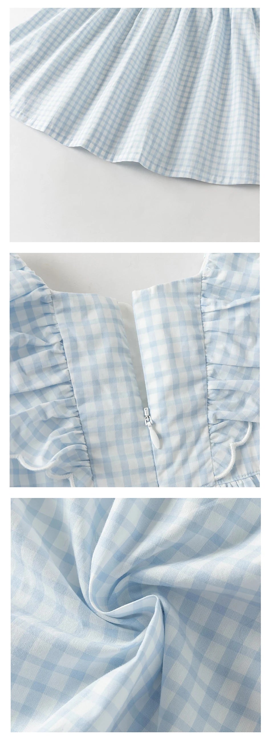 Girls Blue Plaid Cotton Dress