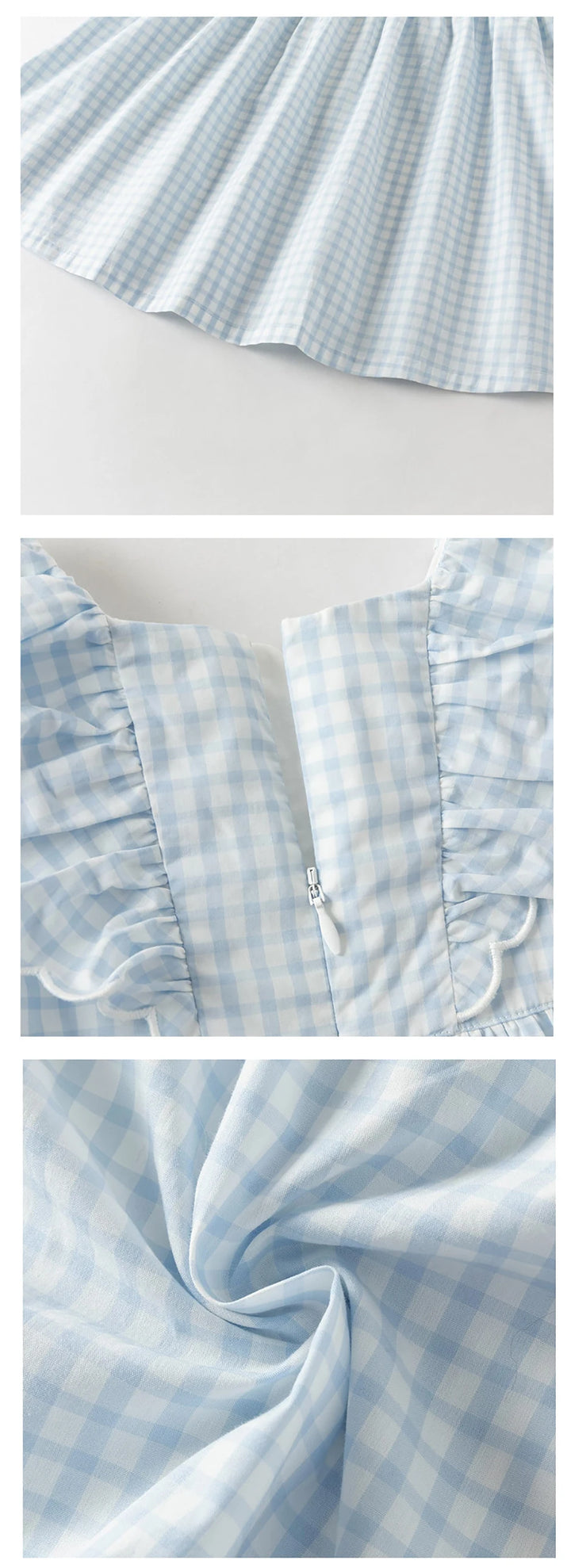 Girls Blue Plaid Cotton Dress
