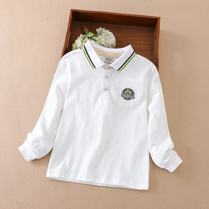 Boys’ Cotton Long Sleeve Polo Shirt 5–12Y | بولو أولاد قطني طويل الأكمام لعمر ٥–١٢ سنة