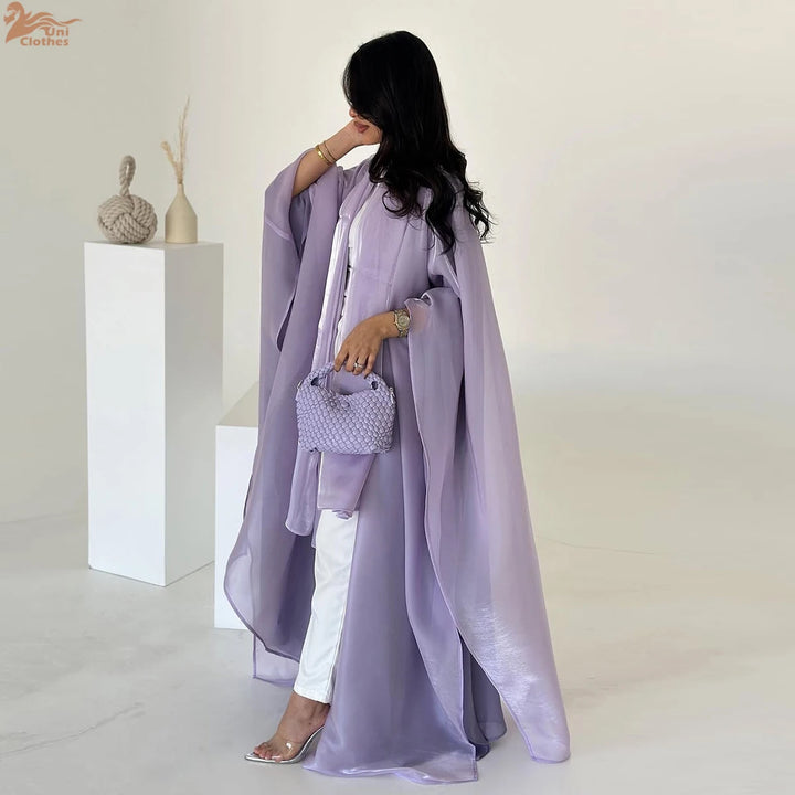 Abaya Open Front Satin Elegant Modest