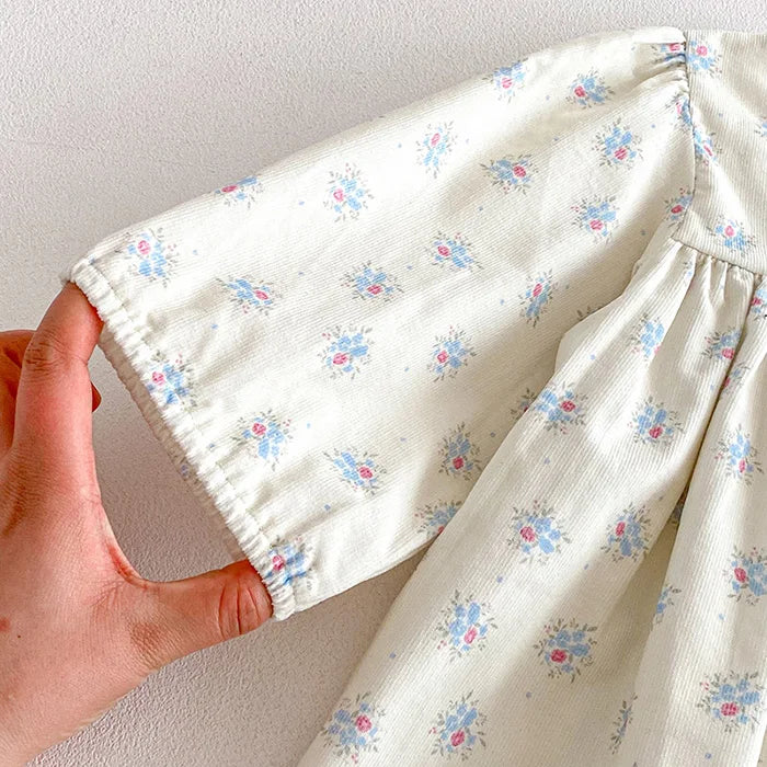 Girls’ Corduroy Princess Dress | فستان بناتي أنيق لعمر 2-6 سنوات - Floral