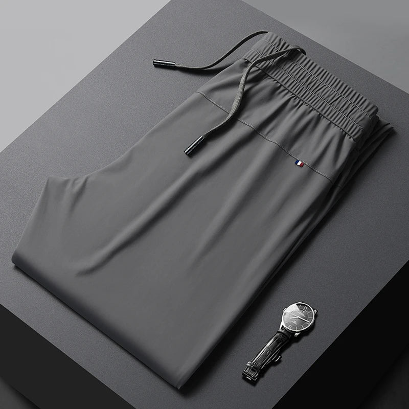 Men’s Ice Silk Dress Trousers | Quick-Dry Non-Iron Casual Fit