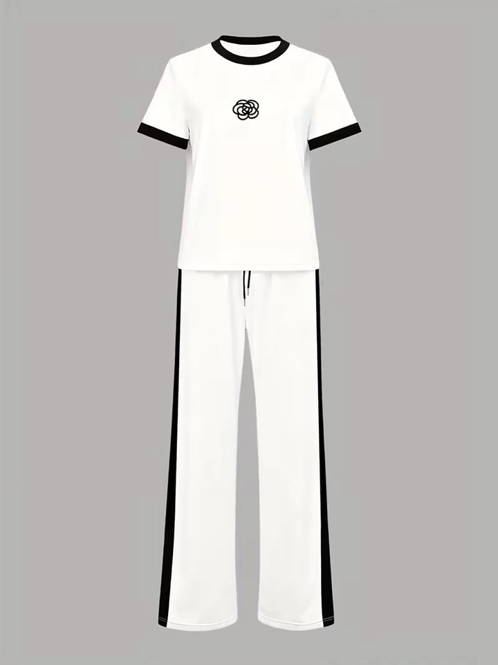 Women’s Printed 2-Piece Set | Casual Short Sleeve Top & Pants