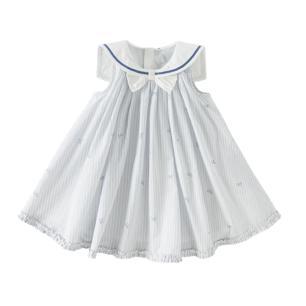Girls Bow Print Cotton Dress