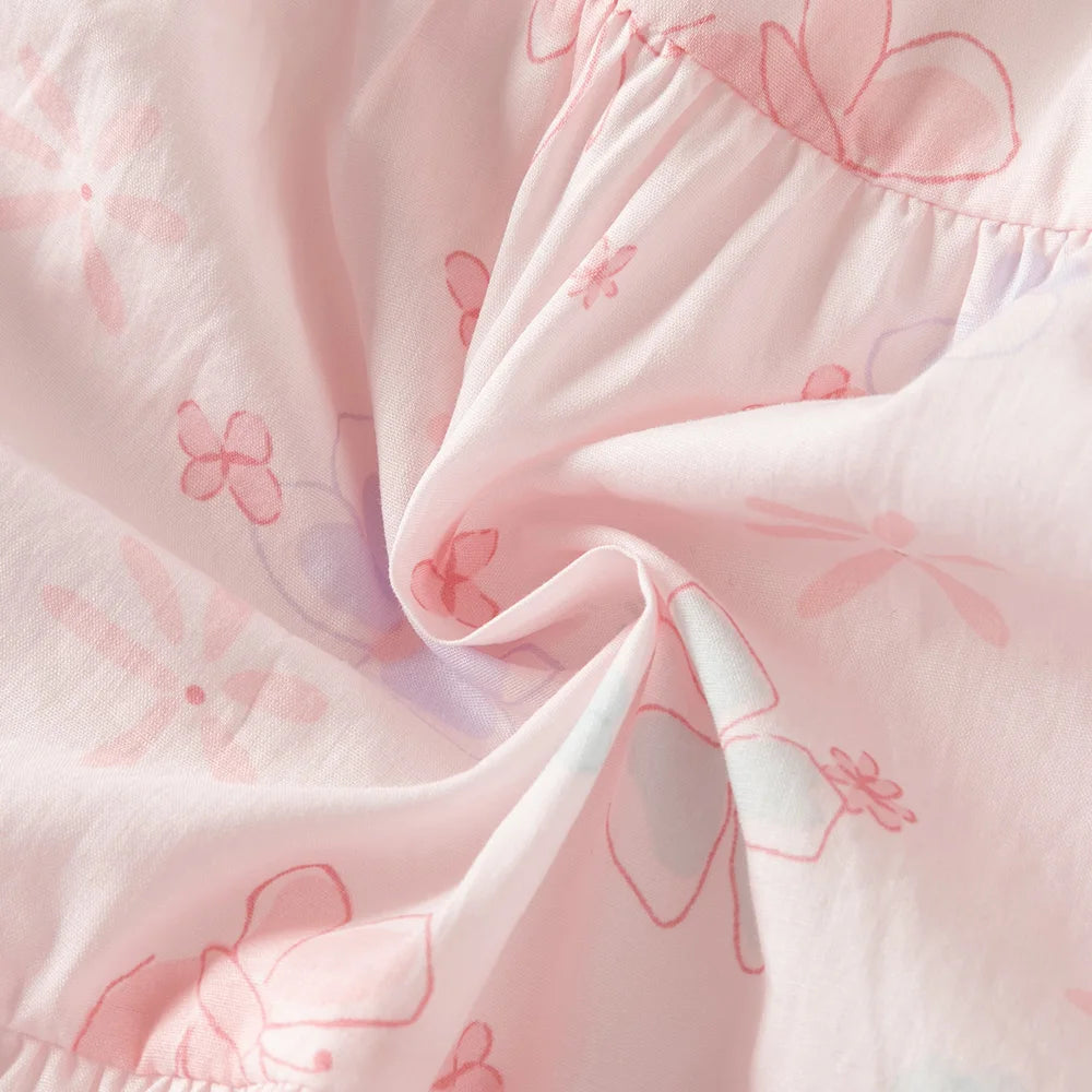 Girls Pink Butterfly Print Mesh Dress