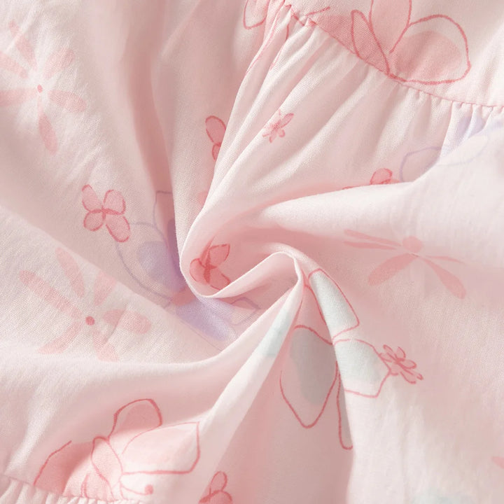 Girls Pink Butterfly Print Mesh Dress