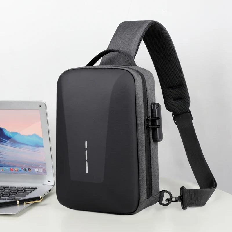 Men’s Anti-Theft USB Chest Bag | حقيبة صدر رجالية مضادة للسرقة مع USB