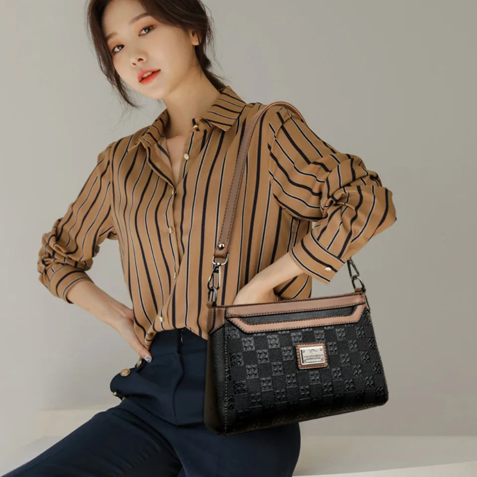 Women’s Plaid Shoulder Crossbody Bag | حقيبة نسائية بنقشة مربعات