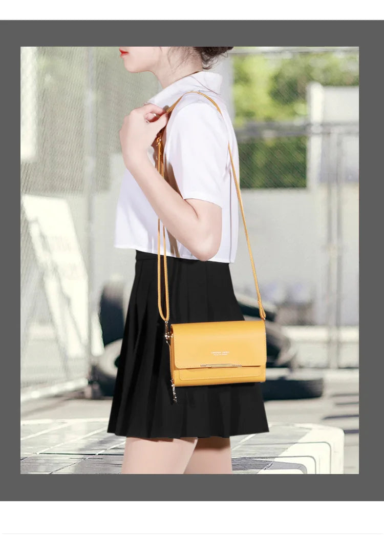 Women’s Multi-Pocket PU Crossbody Phone Bag | حقيبة هاتف نسائية متعددة الجيوب كروس بودي