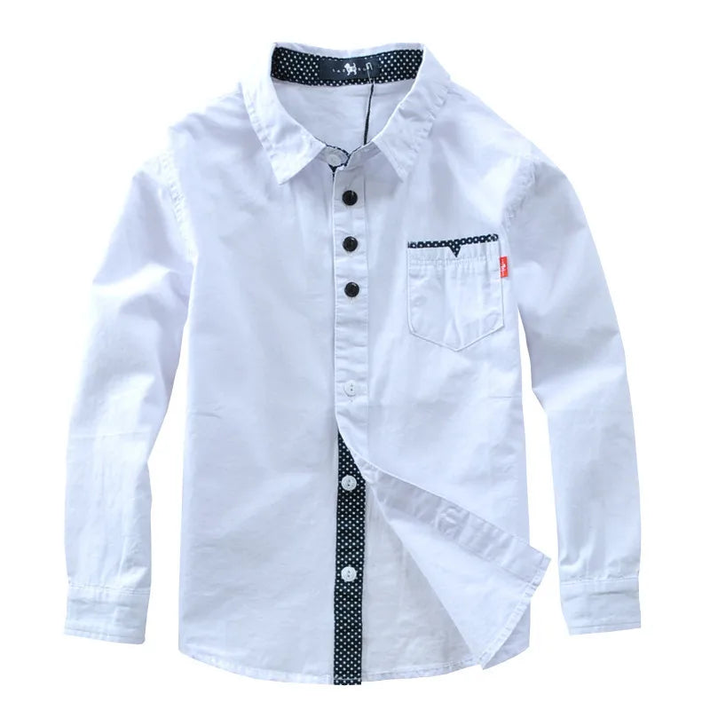 Boys’ Solid Long Sleeve Shirt 3–12 Years | قميص أولاد سادة بأكمام طويلة لعمر ٣–١٢ سنة