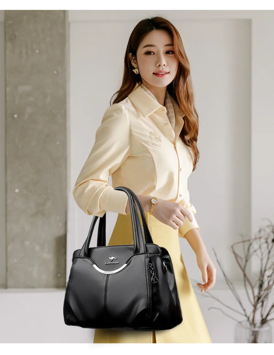 Women’s Soft Leather-Look Tote Bag | Elegant Shoulder Crossbody