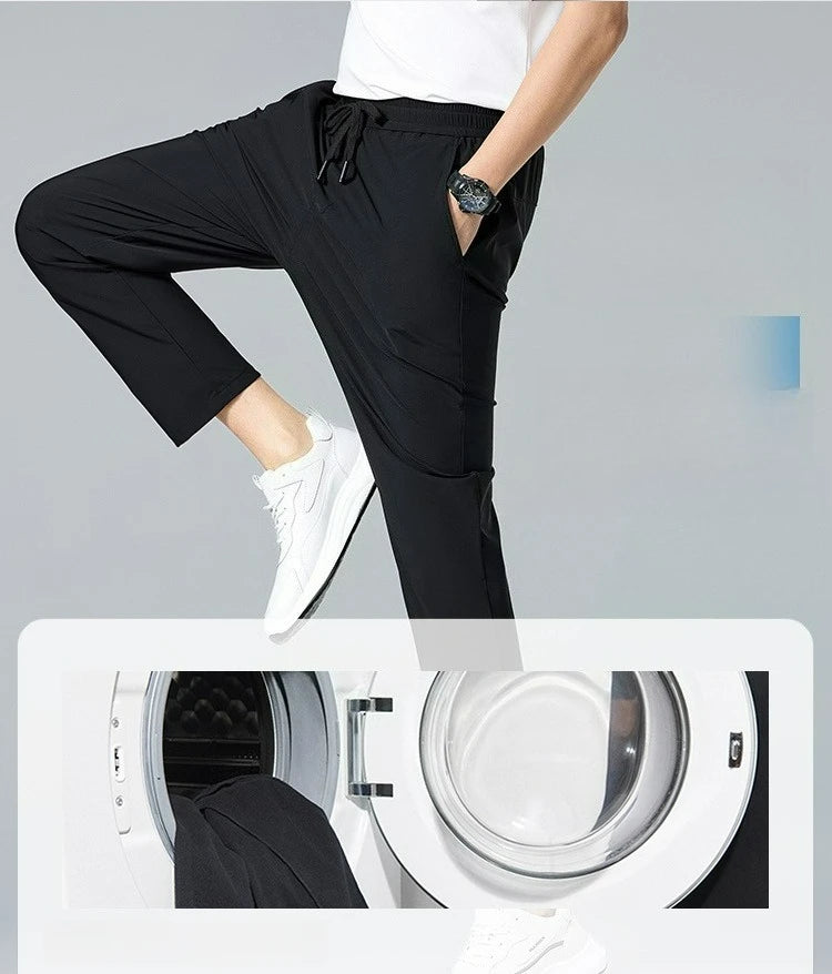Men’s Ice Silk Dress Trousers | Quick-Dry Non-Iron Casual Fit