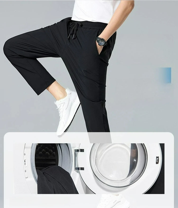 Men’s Ice Silk Dress Trousers | Quick-Dry Non-Iron Casual Fit