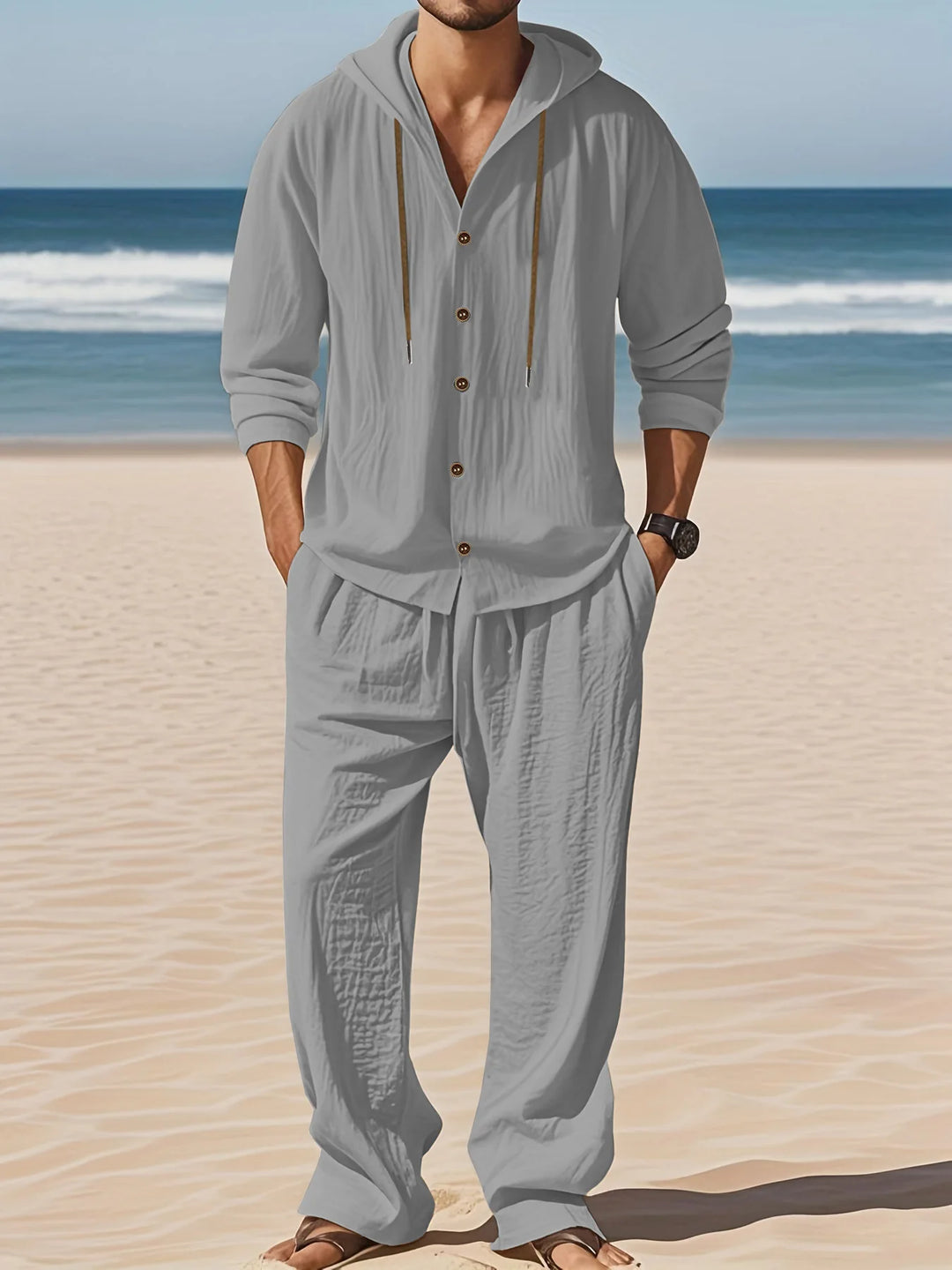 Men’s Linen Shirt & Pants Set | Breathable Relaxed Fit