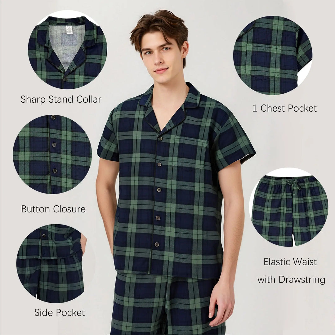 Men’s Solid Pajama Set | Short Sleeve Summer Homewear