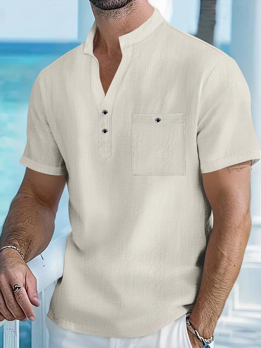 Men’s Cotton Linen Short Sleeve Shirt | Relaxed Summer Style