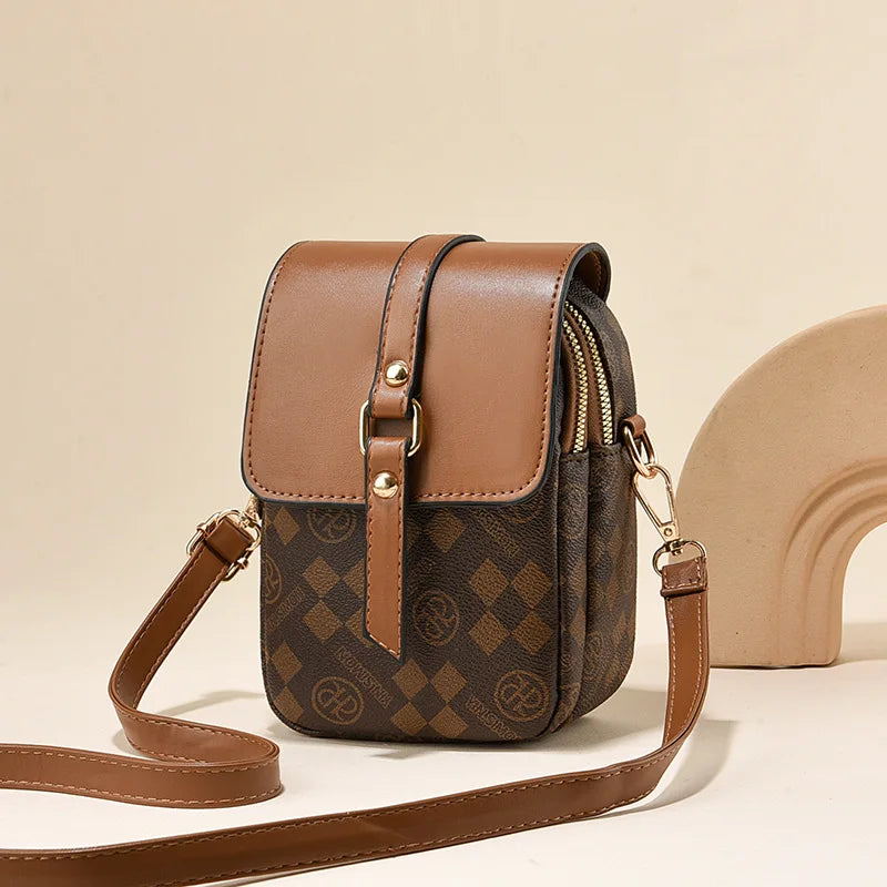 Women's Plaid Crossbody Phone Bag | حقيبة هاتف نسائية كروس بودي بنقشة مربعات