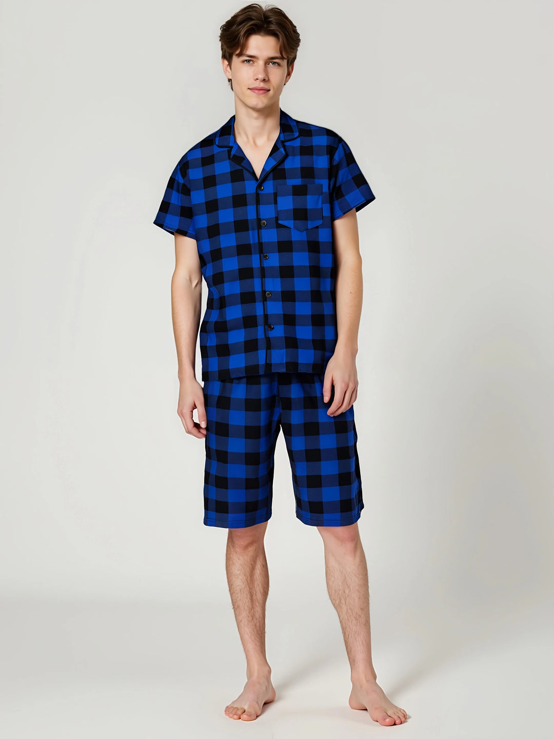 Men’s Solid Pajama Set | Short Sleeve Summer Homewear