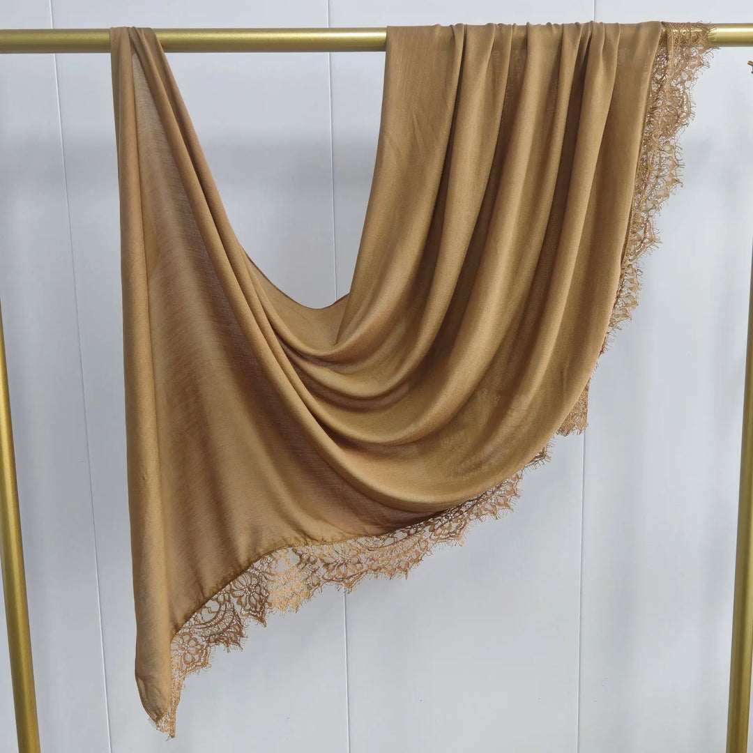 Women’s Lace Edge Hijab Scarf | Soft Everyday Drape