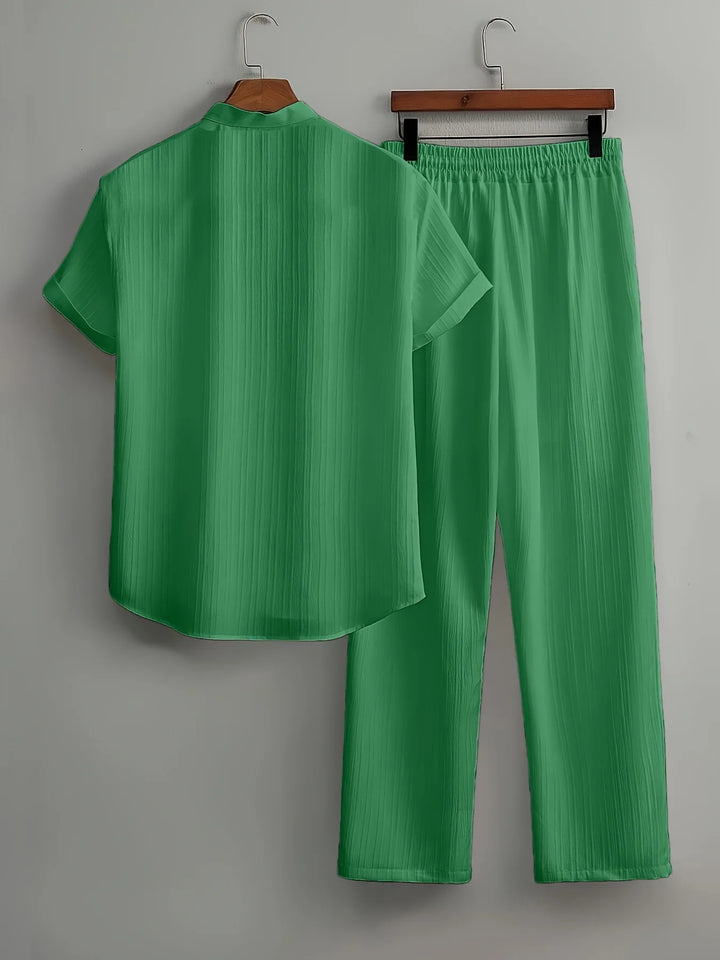 Men’s Summer Casual 2-Piece Set | Short Sleeve Shirt & Relaxed Pants