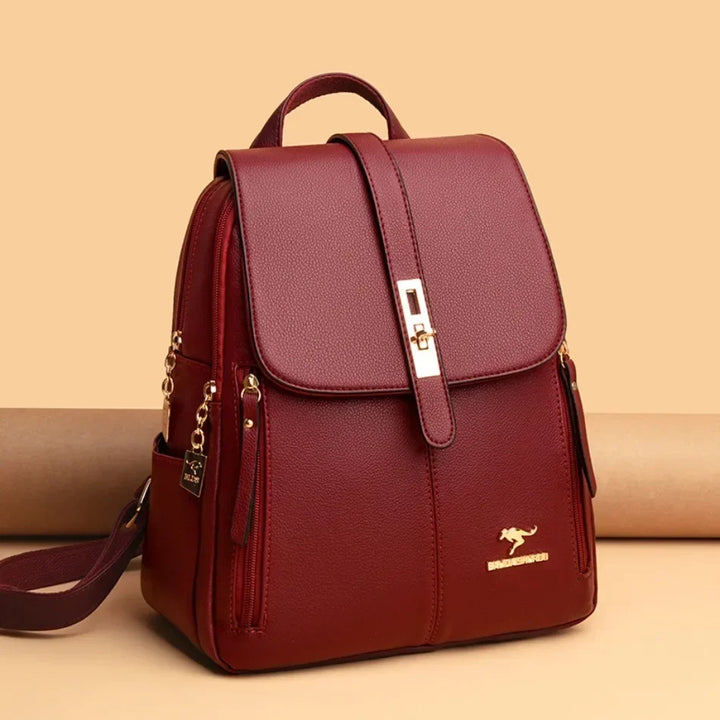 Women’s Vintage Leather-Look Backpack | حقيبة ظهر نسائية بطابع كلاسيكي
