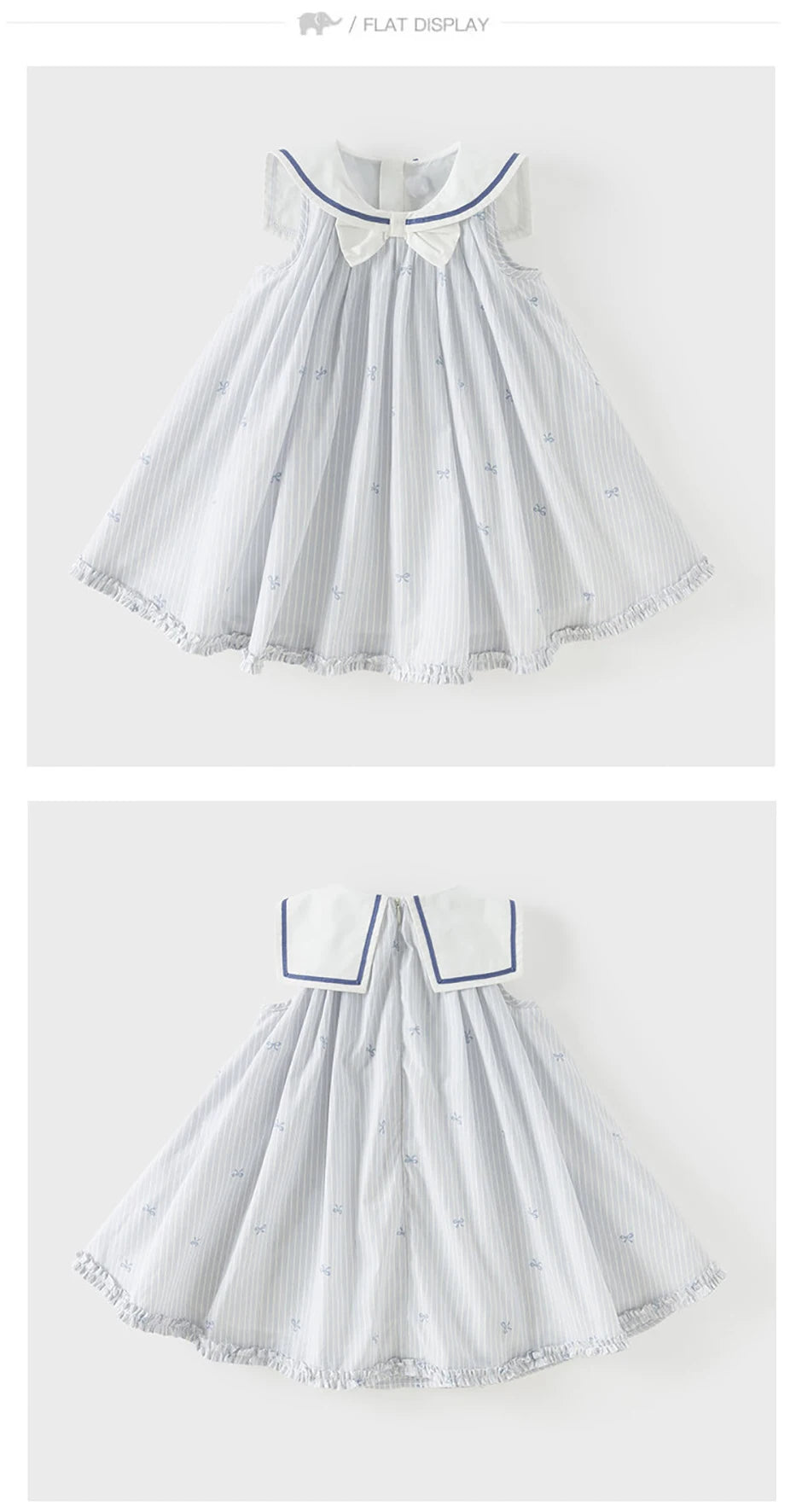Girls Bow Print Cotton Dress
