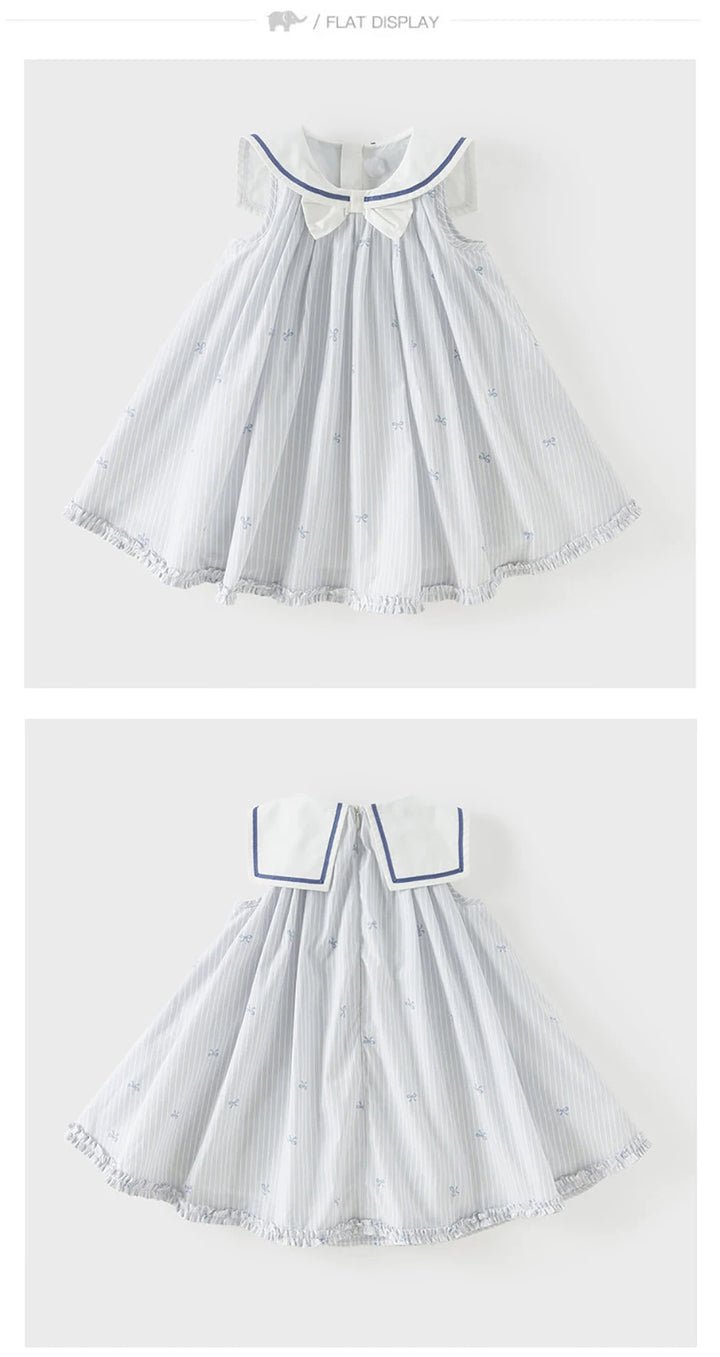Girls Bow Print Cotton Dress