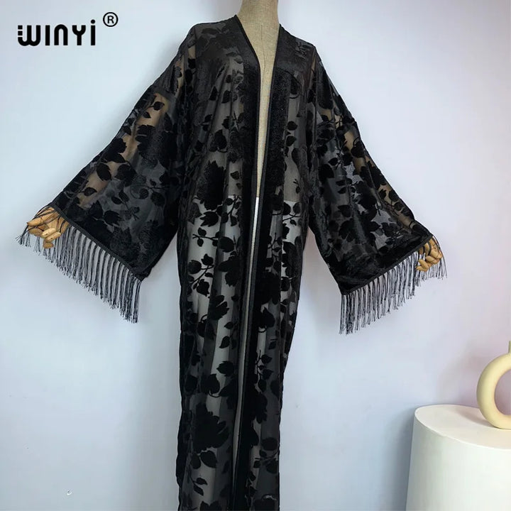 Abaya Open Front Printed Kimono Robe Lightweight