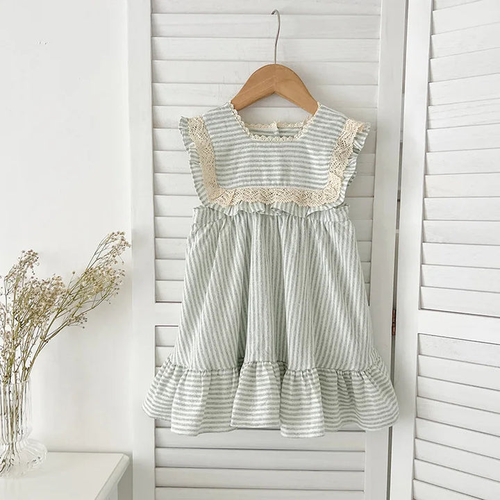 Girls Plaid Ruffle Summer Dress