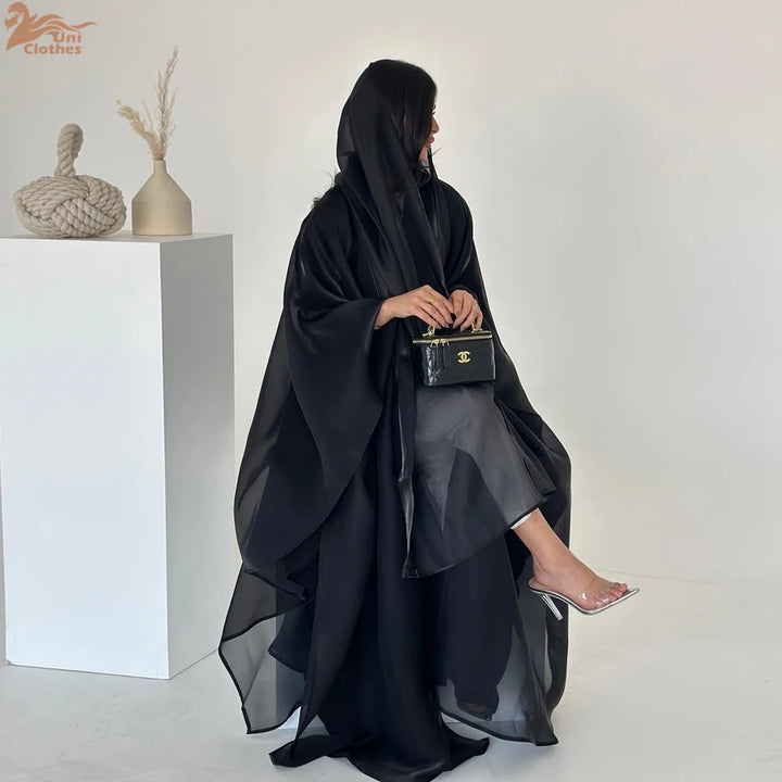 Abaya Open Front Satin Elegant Modest