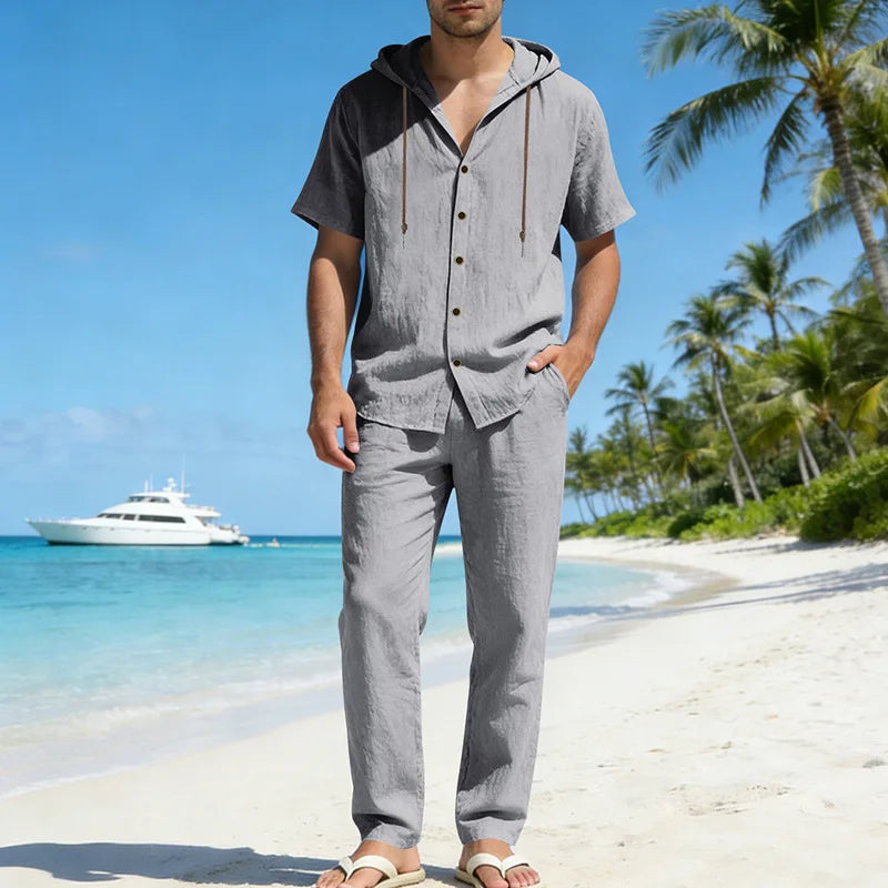 Men’s Summer Beach Set | Casual Short Sleeve Shirt & Shorts Outfit